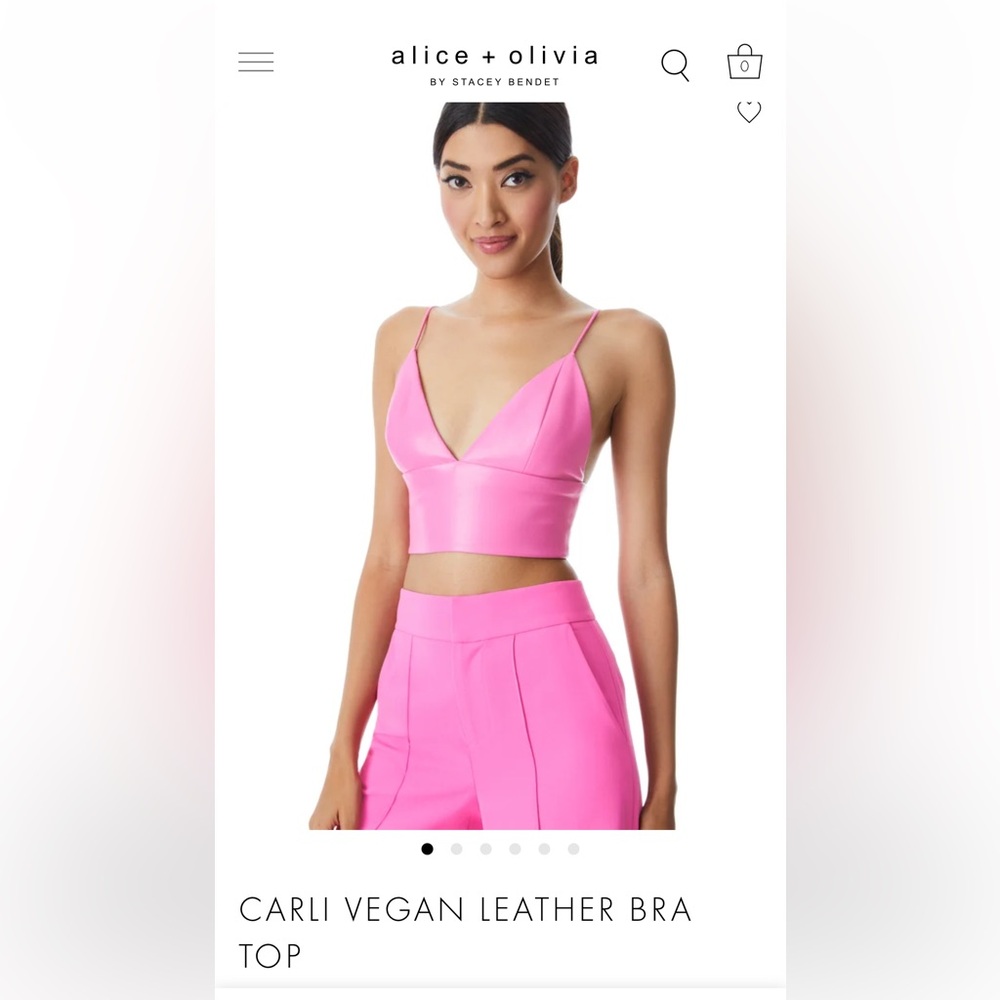 Alice and Olivia Carli Vegan Leather Bra Top. Size Medium